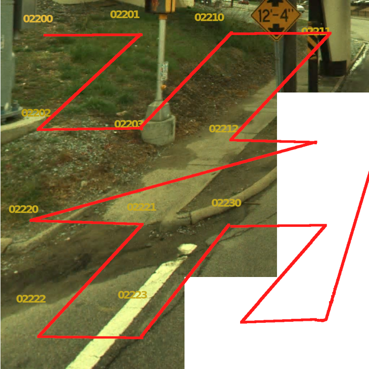 Manually arranged tiles of image with order revealed to be along a Z-order space filling curve. Lines drawn from tile to tile by id in ascending order
